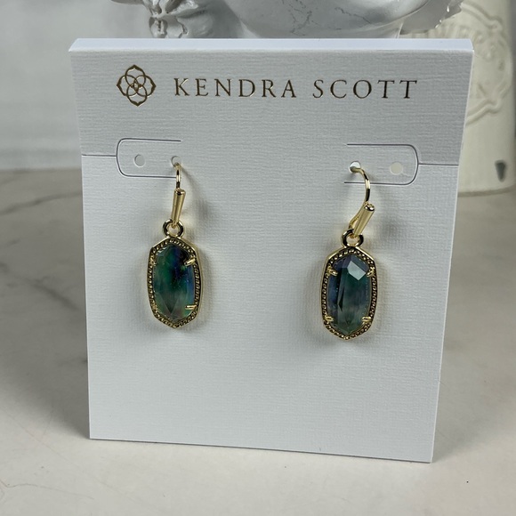 Kendra Scott Lee Gold Blue Lilac Abalone Small Drop Earrings NWT‎ New - Picture 5 of 8